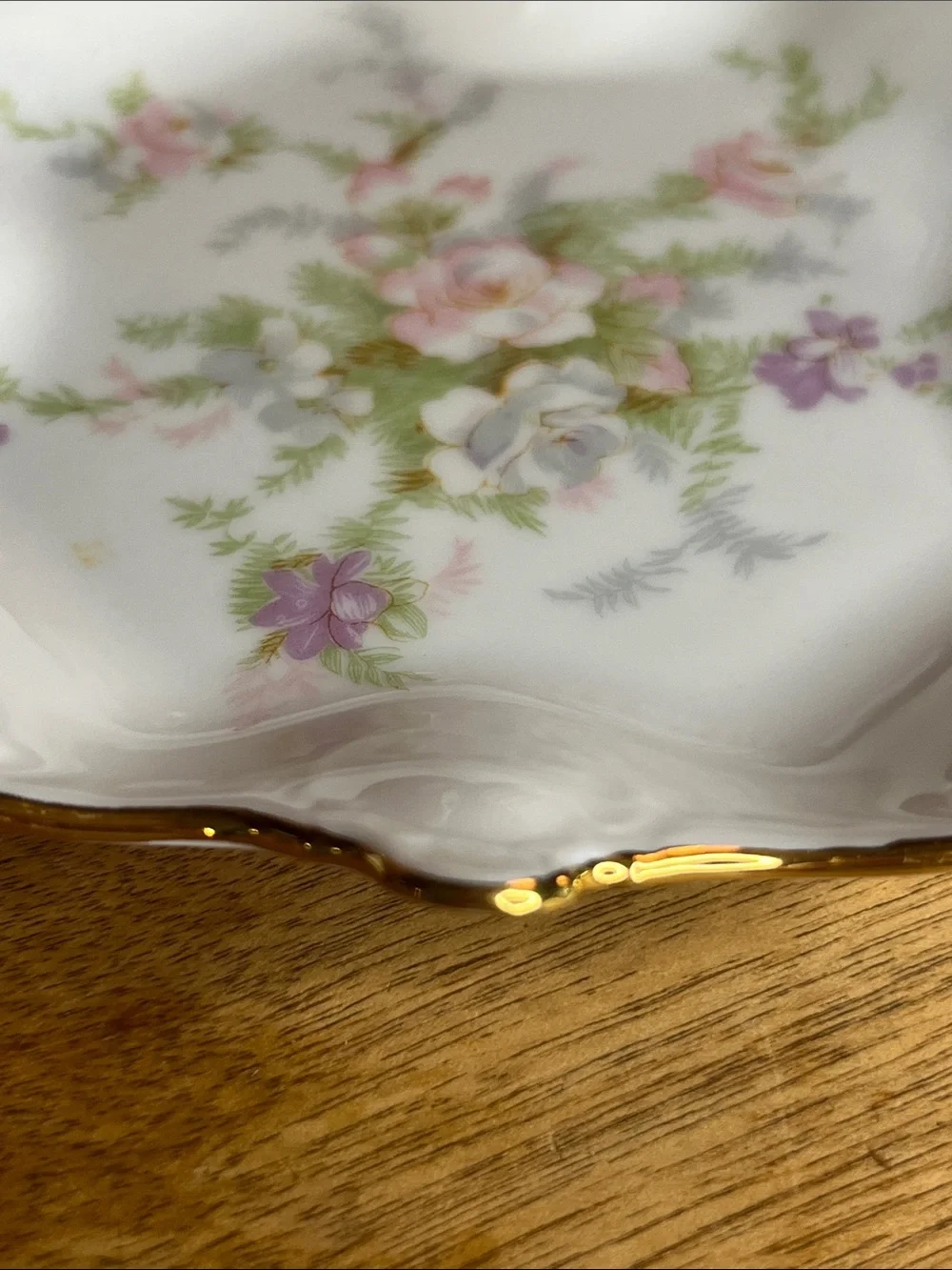 Vintage Alka Kunst Kaiser-Hand Painted Floral W/Gold Scalloped Edge Trinket Dish